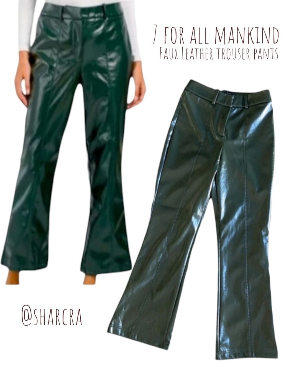 7 for all Mankind Women faux leather high rise wide leg flare ankle crop Pants S